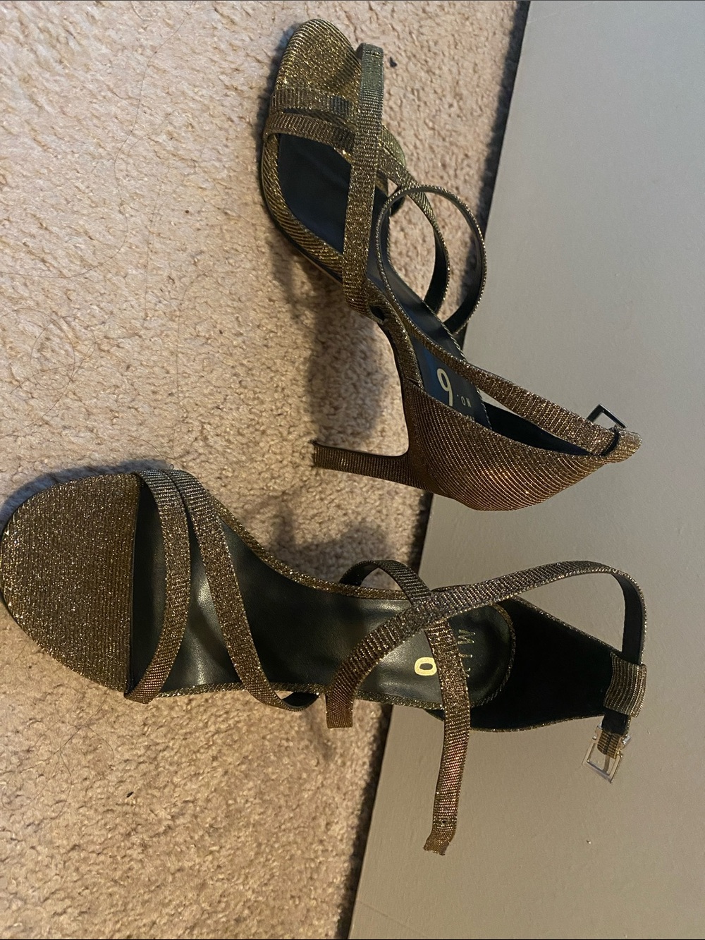 Metallic Bronze Strappy High Heel Sandals